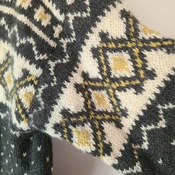 Vintage Witick Wool Sweater Cardigan Handmade in Finland Fair Isle
